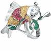 Кольцо  Gold Fish Ring with Multicolored Stones (13586) №3