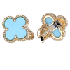 Серьги Van Cleef & Arpels Sweet Alhambra Turquoise Yellow Gold Stud Earrings (14523) №2