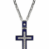 Крест  ик с бриллиантами и эмалью (14945) №2