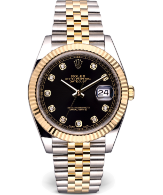 Rolex Datejust 41mm Steel and Yellow Gold Black Diamond Dial 126333 28139